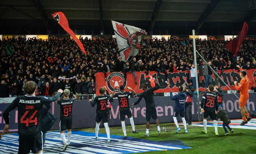 Midtjylland celebrate their win over Copenhagen in November last year