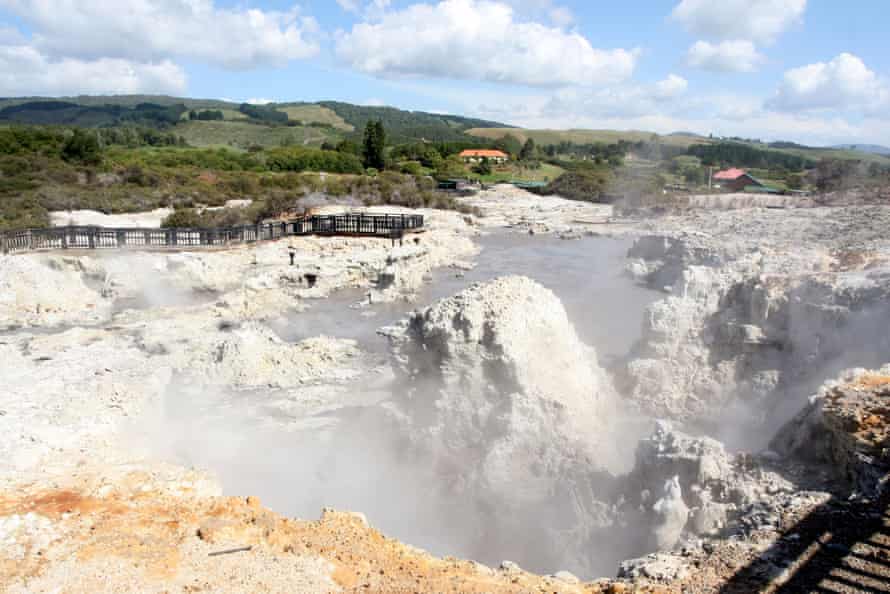 Hell’s gate geothermal site located in Rotorua, New Zealand
