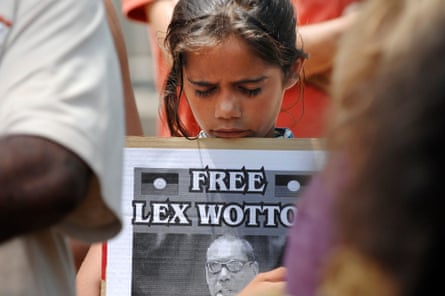 A child during a protest against the jailing of Wotton in Brisbane in November 2008