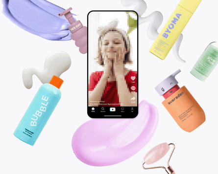 Image of a phone picturing a child putting on products