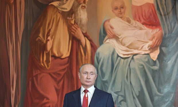 Vladimir Putin at the Cathedral of Christ the Saviour in Moscow