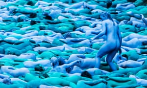 People take part in an installation titled Sea of Hull by artist Spencer Tunick