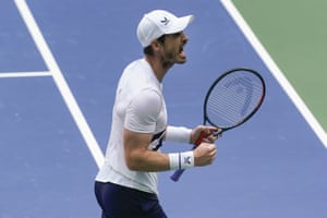 Andy Murray reacts after winning the third set.