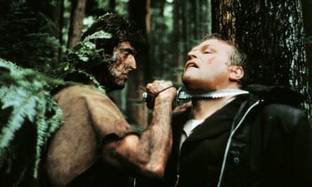 Brian Dennehy, right, in his breakthrough role in First Blood, 1982, with Sylvester Stallone as Rambo.