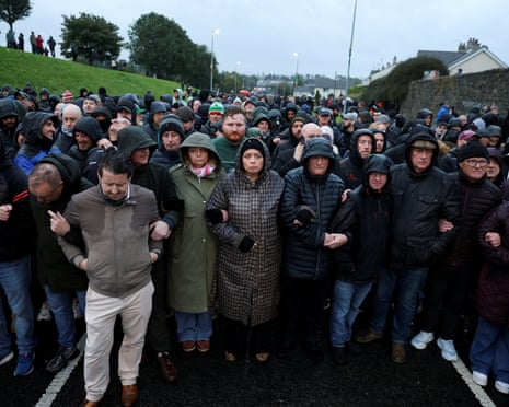 People block the Garvaghy Road, a Catholic enclave in the largely Protestant town of Portadown