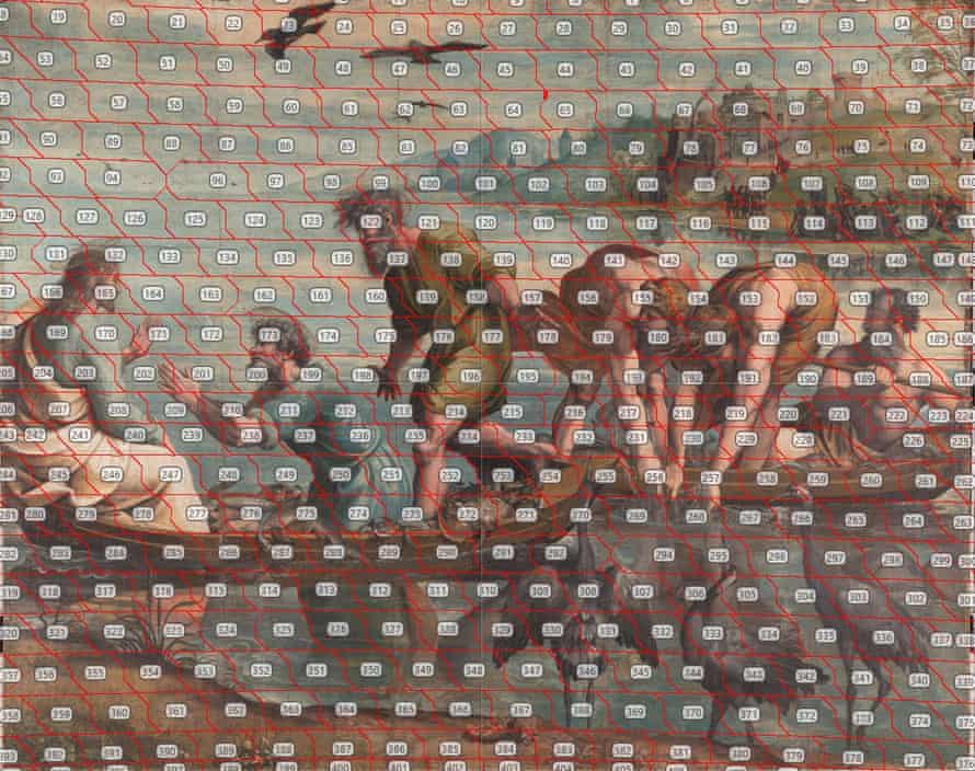 Precious treasure … Raphael’s The Miraculous Draught of Fishes undergoes the panoramic composite process.