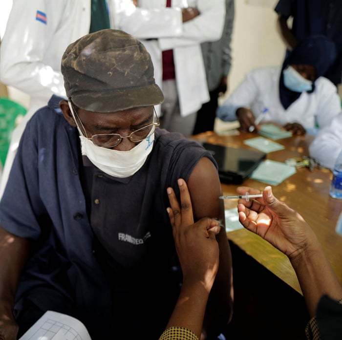 A man receives a dose the vaccine in Dakar.