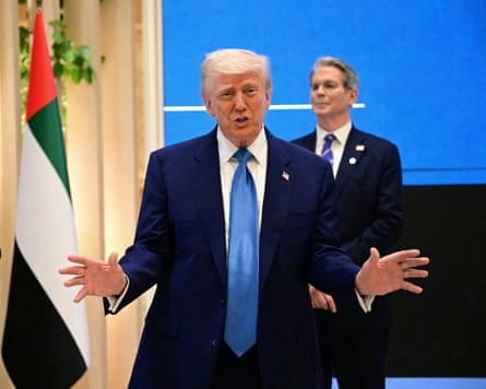 Donald Trump talks successful Abu Dhabi with UAE emblem successful background