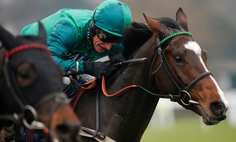 Daryl Jacob riding Messire Des Obeaux to victory at Sandown on Friday.
