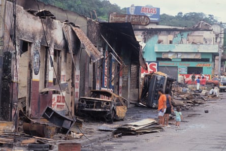 Bleak, burned urban landscape