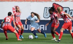 Chelsea’s Fran Kirby receives close attention.