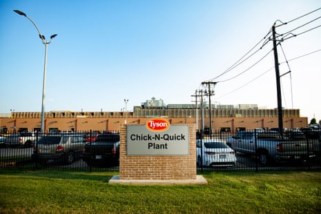 Outside the Tyson Foods Chick-N-Quick processing plant on 30 July 2021 in Rogers, Arkansas.