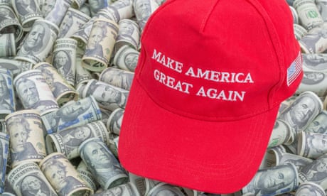Red Trump MAGA / Make America Great Again cap hat + dollar bills (See NOTES). For booming US economy / the Trump Economy, US elections, Trump tax cuts<br>2AC80CC Red Trump MAGA / Make America Great Again cap hat + dollar bills (See NOTES). For booming US economy / the Trump Economy, US elections, Trump tax cuts