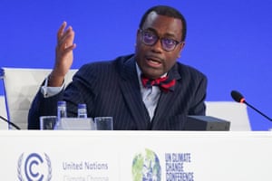 Dr Akinwumi Adesina, president of the African Development Bank Group takes part in a planery session on improving the scale and effectiveness of adaptation finance