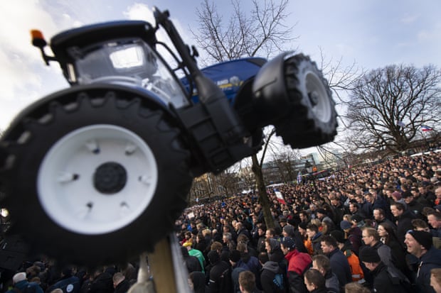Thousands of farmers at The Hague, Netherlands, 19 February 2020, during a protest against the livestock reduction plan.