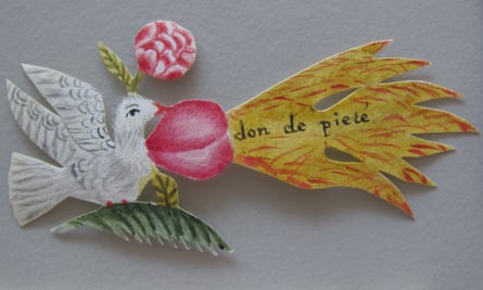 A paper dove included with one of the letters