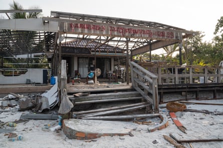 Demolished Sky Beach Resort on the island of Koh Rong Sanloem, Preah Sihanouk province, Cambodia.