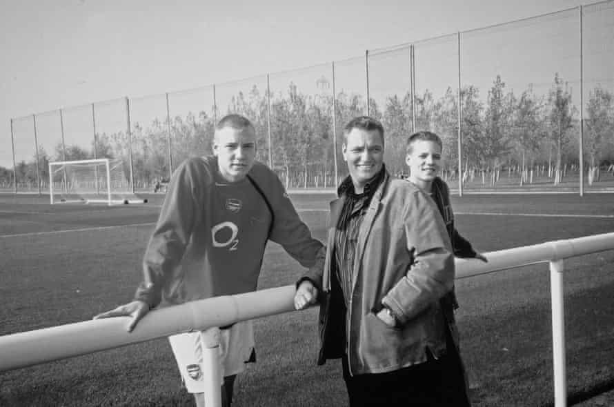 Bendtner with his father and younger brother Jannick at Arsenal’s London Colney training ground in 2007.