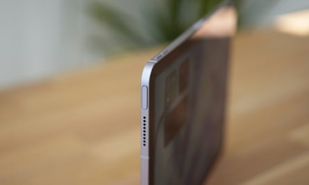 The Touch ID sensor in the side of the Apple iPad Air M3.