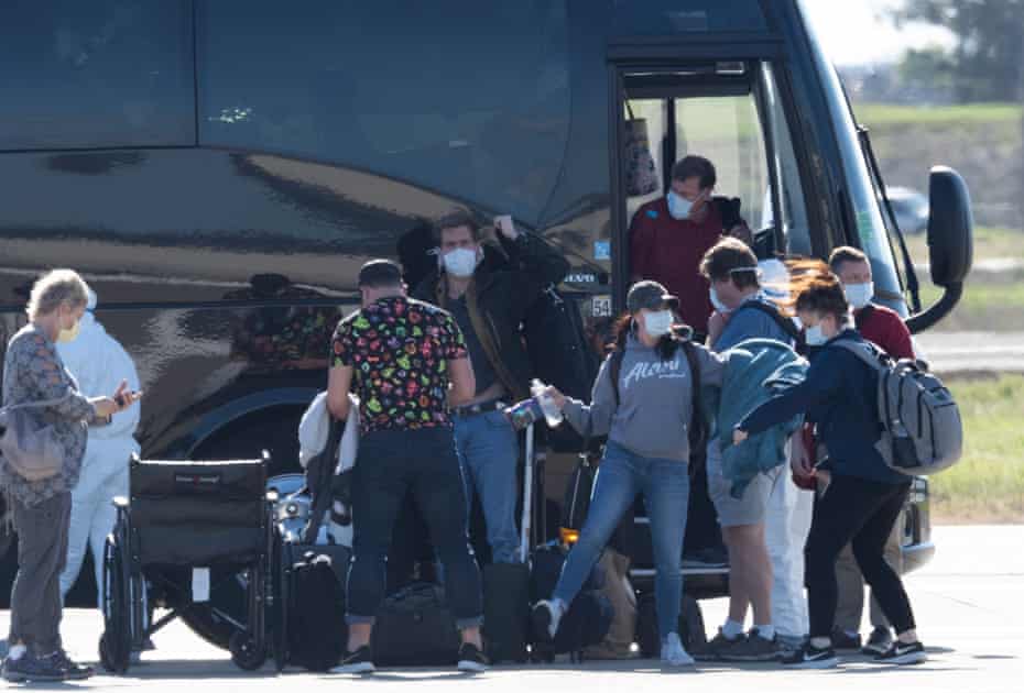 Grand Princess passengers were taken by bus to Travis air force base in Fairfield, California.