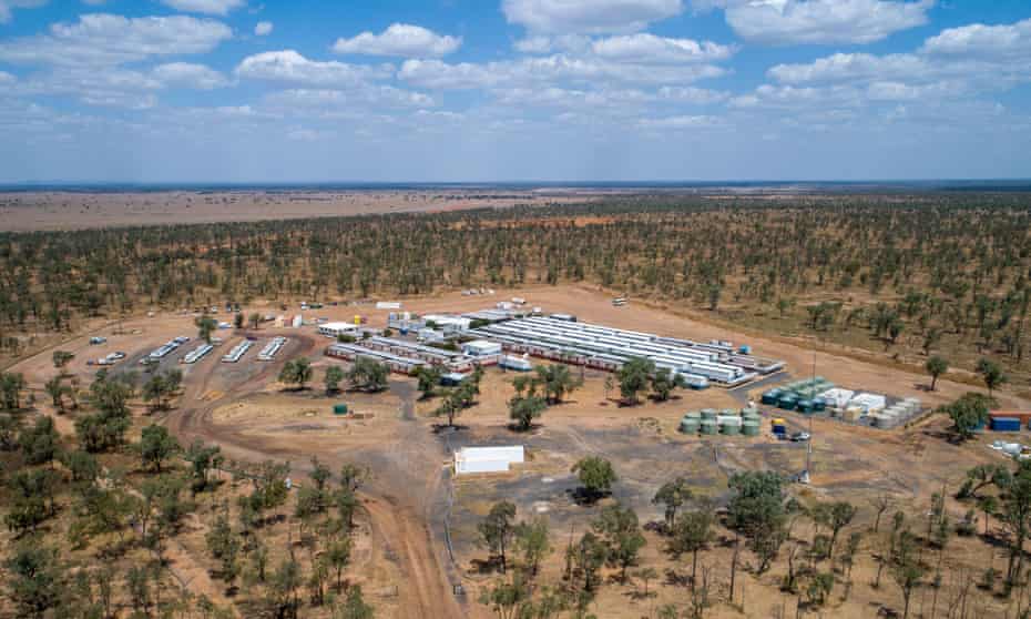 Aerial view of Adani mine site in Queensland