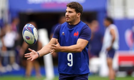 France’s Antoine Dupont during a training session at the Stade de France