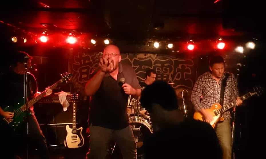 Big Bear does the ‘Bear Claw’ as the band Toxic Bears play at Niman Denatsu in Tokyo in October.