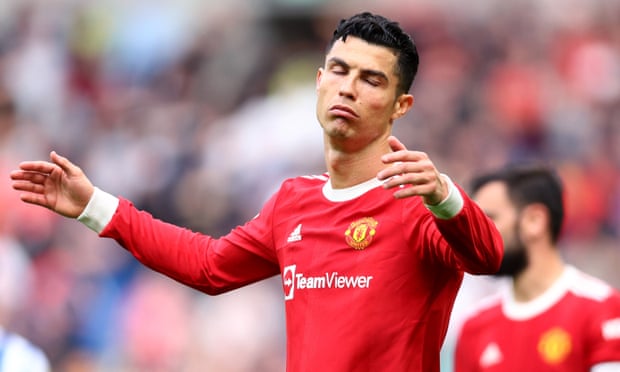 Cristiano Ronaldo shows his frustration during Manchester United’s defeat at Brighton in May.