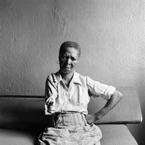 Lena Sebalo in the shebeen of Betty Skejena, 1347b White City, Jabavu, Soweto, 1972.