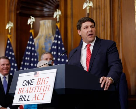 Jodey Arrington speaks at a news conference after the House narrowly passed a bill advancing Donald Trump's One Big Beautiful Bill Act.