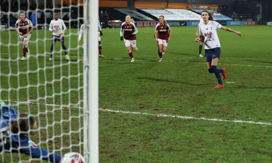Kate Longhurst’s late goal for West Ham damages Tottenham’s WSL title bid | Women's Super League 2 Rosella Ayane scores Tottenham's first goal against West Ham.