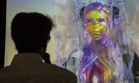 Bjork appears via a live stream as a motion-capture avatar during an event to publicise the Bjork Digital shows.