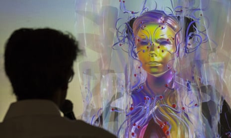 Björk appeared via live stream as a motion capture avatar from Iceland during Bjork Digital press conference