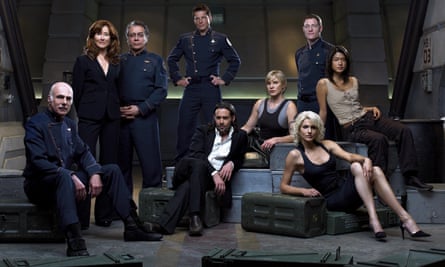 The cast of the 2004 series Battlestar Galactica, soon to be exclusive to, and rebooted on, NBC’s Peacock.