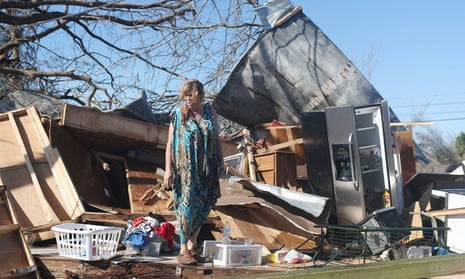 Florida Panhandle Faces Major Destruction After Hurricane Michael Hits As Category 4 Storm<br>PANAMA CITY, FL - OCTOBER 11: Kathy Coy stands among what is left of her home after Hurricane Michael destroyed it on October 11, 2018 in Panama City, Florida. She said she was in the home when it was blown apart and is thankful to be alive. The hurricane hit the Florida Panhandle as a category 4 storm. (Photo by Joe Raedle/Getty Images)