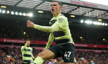 Phil Foden celebrates but his goal was disallowed after a VAR review