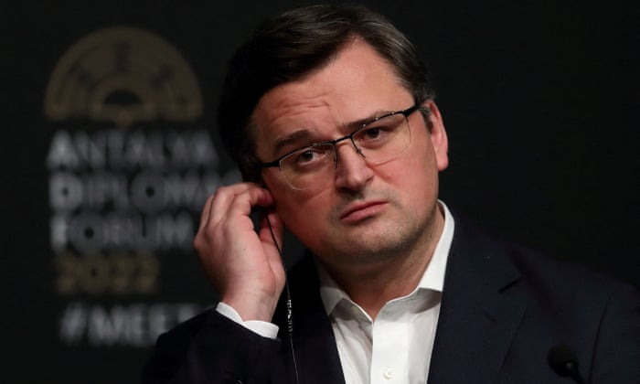 Ukrainian Foreign Minister Kuleba attends a news conference in Antalya.