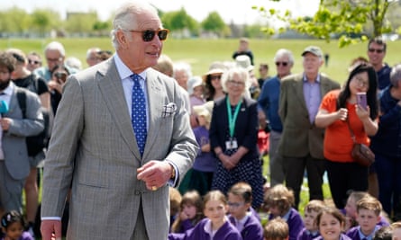 Royal visit … the former Prince of Wales in Poundbury, Dorset, earlier this year.