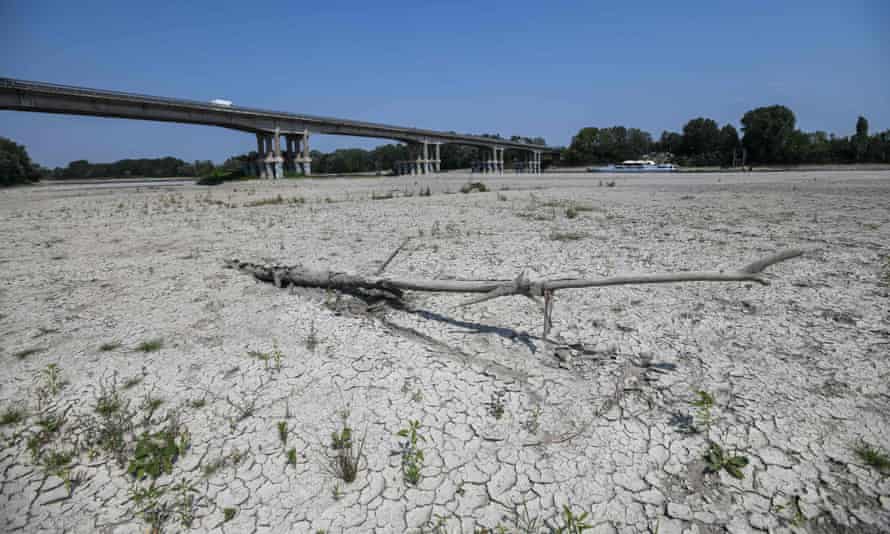 The dry Po riverbed