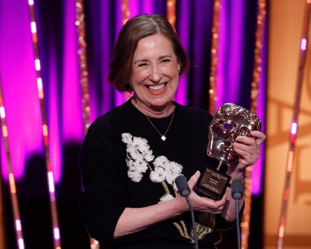 Kirsty Wark onstage with her award