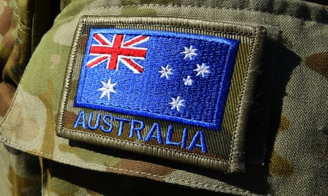 The Australian flag is seen on an Australian Defence Force uniform