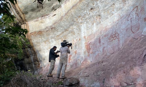 The paintings are being filmed for a major Channel 4 series, Jungle Mystery: Lost Kingdoms of the Amazon.
