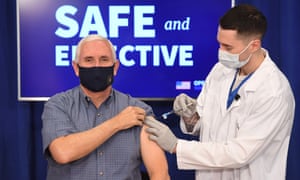 Mike Pence receives the coronavirus vaccine in Washington DC, on 18 December.