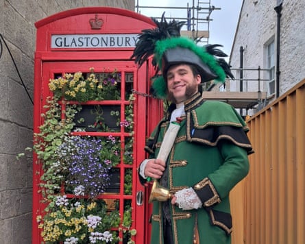 ‘Something here for everybody’ … Brad Crowley, Glastonbury town crier.
