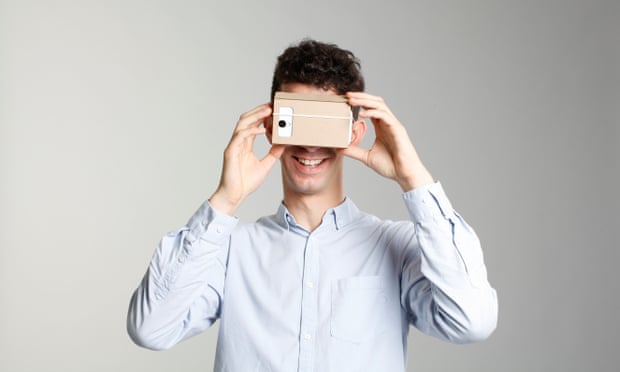 A person using a virtual reality headset
