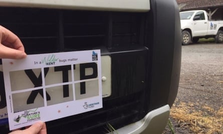 A ‘splatometer’ is held over a car registration plate in Kent