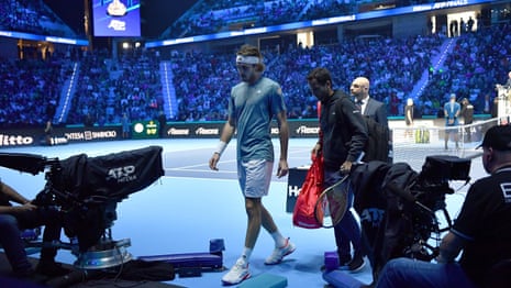 'I'm gutted': Tsitsipas retires after 14 minutes of ATP Finals match – video