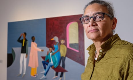 Turner Prize winner Lubaina Himid and her work Le Rodeur: The Exchange.