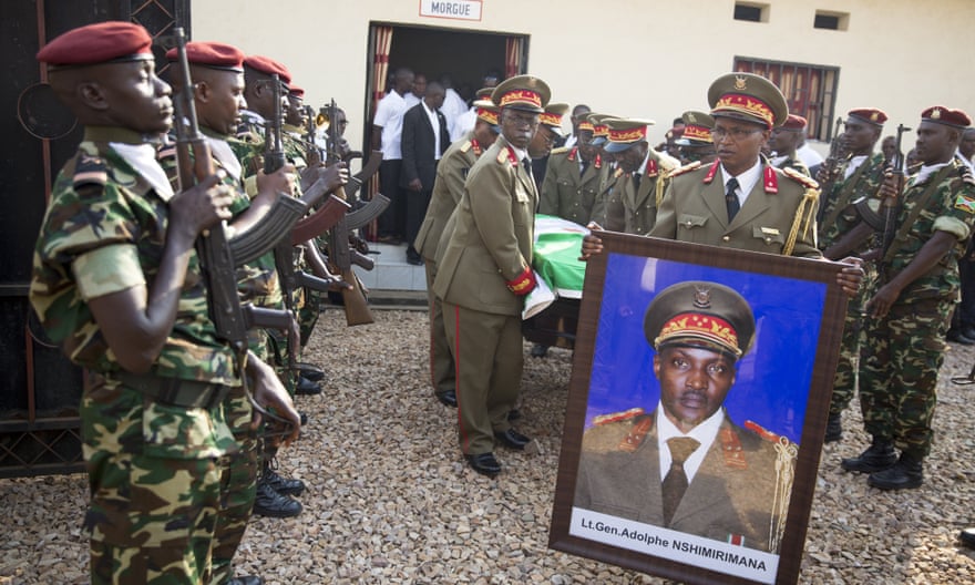 The funeral cortege for General Adolphe Nshimirimana, the head of Burundi’s secret police, who was assassinated less than two weeks after the re-election of President Nkurunziza.