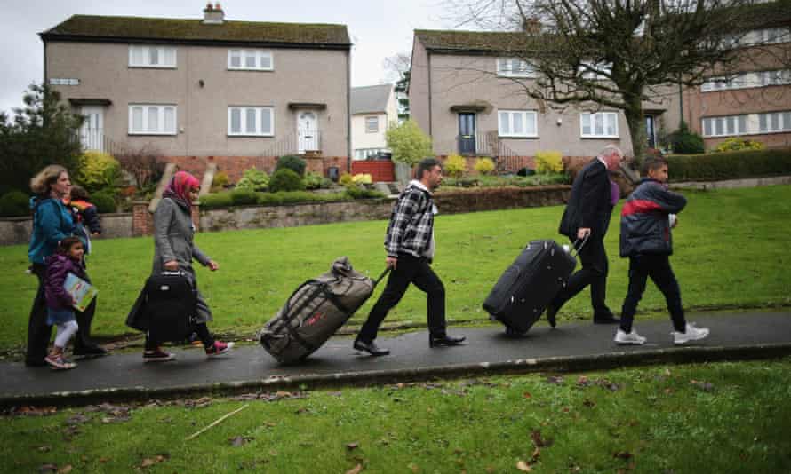 Refugees from the Syrian war arriving in Bute in December 2015.